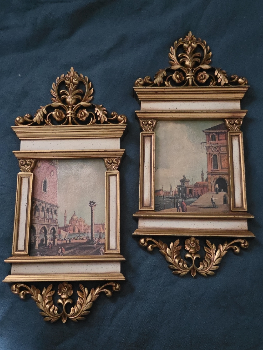 "SAN MARCO" Gold and Cream Ornate Wall Frame Pair - Decorative Picture Frames